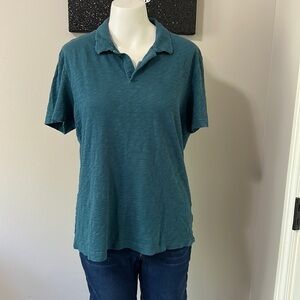 THEORY Mens Willem Nebulous Short Sleeve Green Polo Shirt Golf Sz L